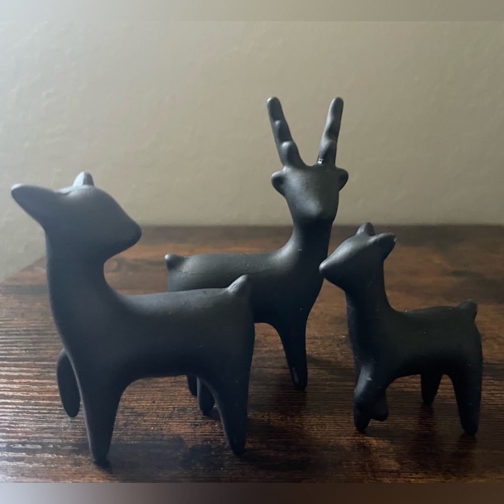 Black Ceramic Deer Figurines